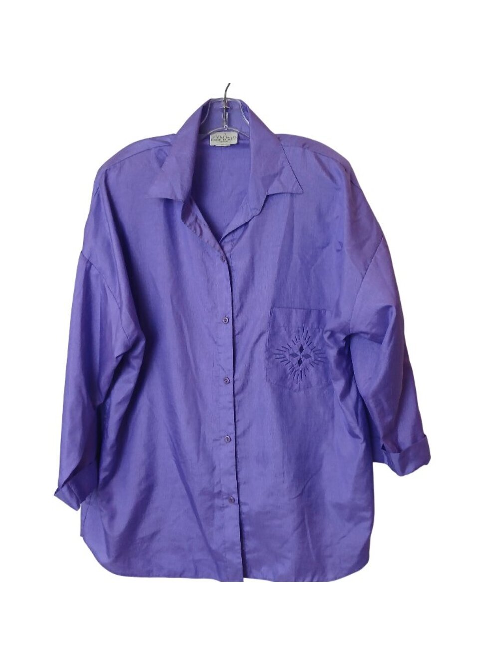Park Place  Shirt Purple Sz 2X Button Pocket Shoulder Pads VTG READ #D35